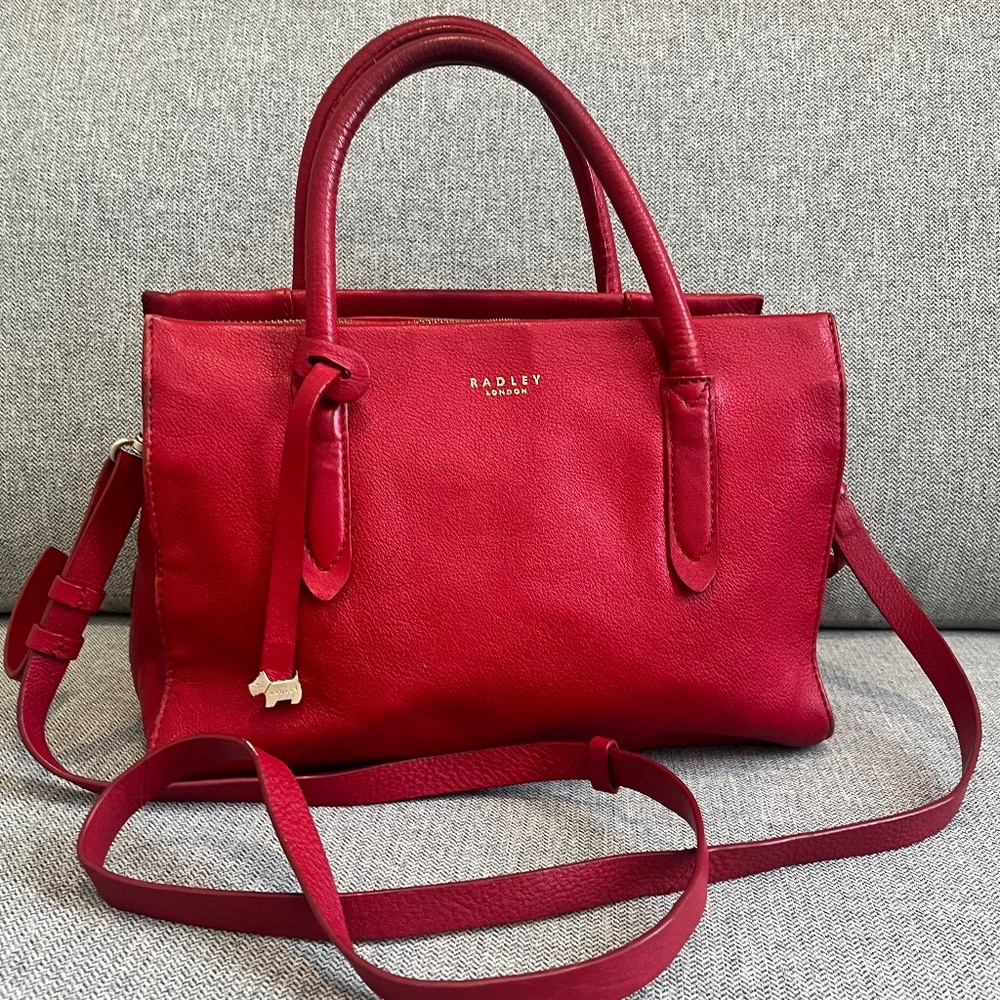 Radley London red pebbled leather bag